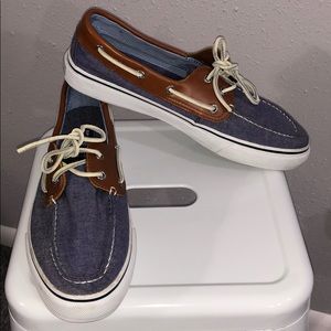 Men’s Sperry Top Sider Denim and Brown Size 11.5